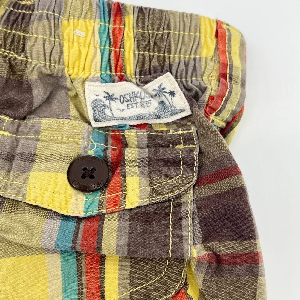 OshKosh Bgosh‎ Baby Boys Plaid Cargo Shorts Multi Color Cotton 12 Months Y2K